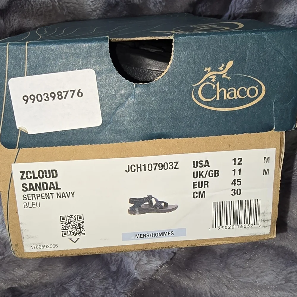 NWB Men's Z/Cloud Adjustable Strap Cushioned Sandal Serpent Navy‎ Size 12 Mens